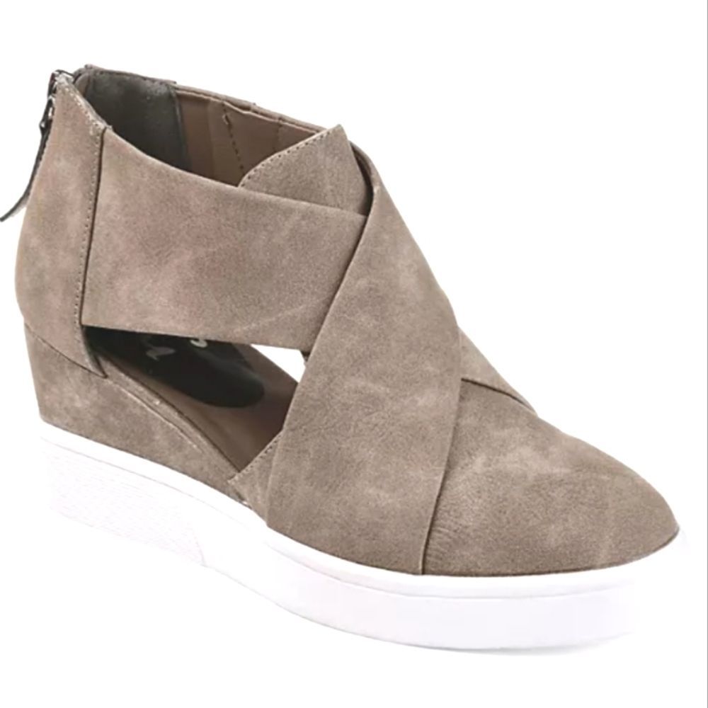 Women's Taupe Wedge Sneakers